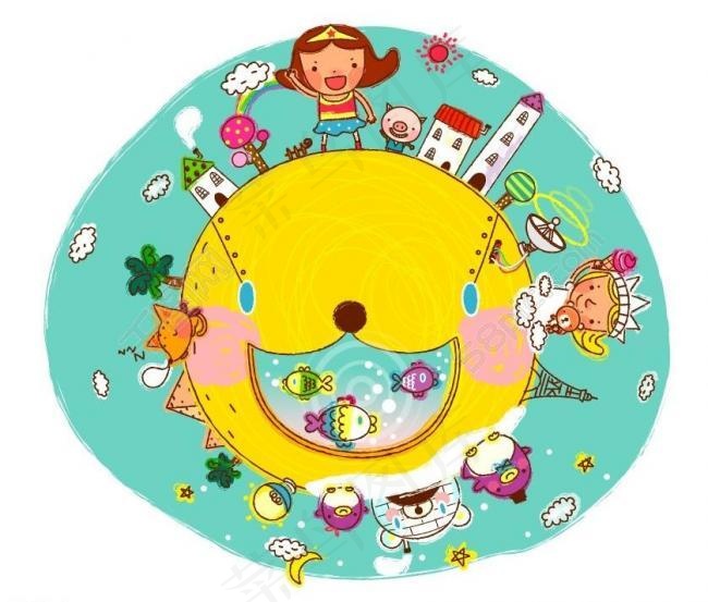 卡通儿童插画图片ai矢量模版下载