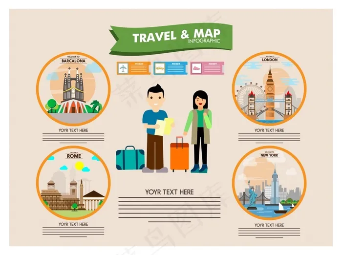 旅游信息图表eps,ai矢量模版下载