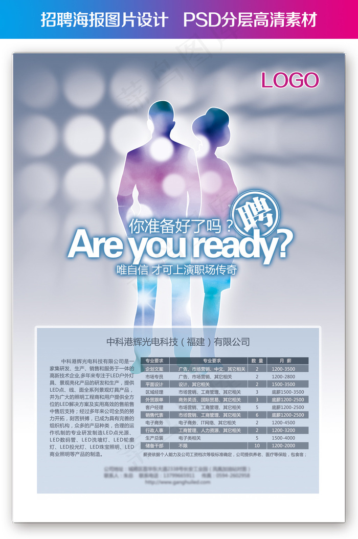 招聘海报设计模板(2480X3508(DPI:300))psd模版下载