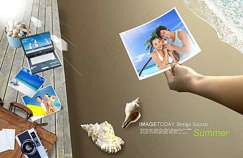 精美海滩游玩图设计