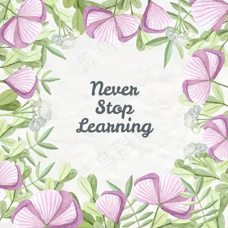 手绘水彩花朵花环海报模板EPS矢量...