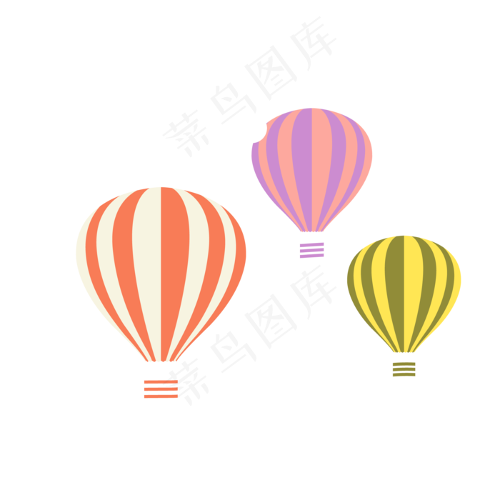 卡通插画白云热气球