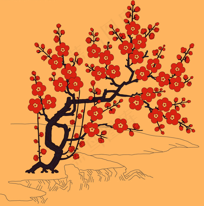 古典梅花矢量图