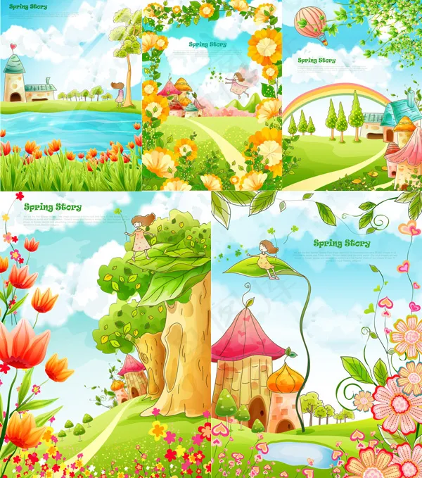 卡通背景设计ai矢量模版下载