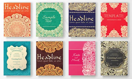 古典花纹名片卡片矢量素材