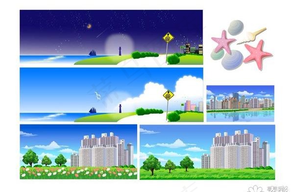 卡通矢量风景之六ai矢量模版下载