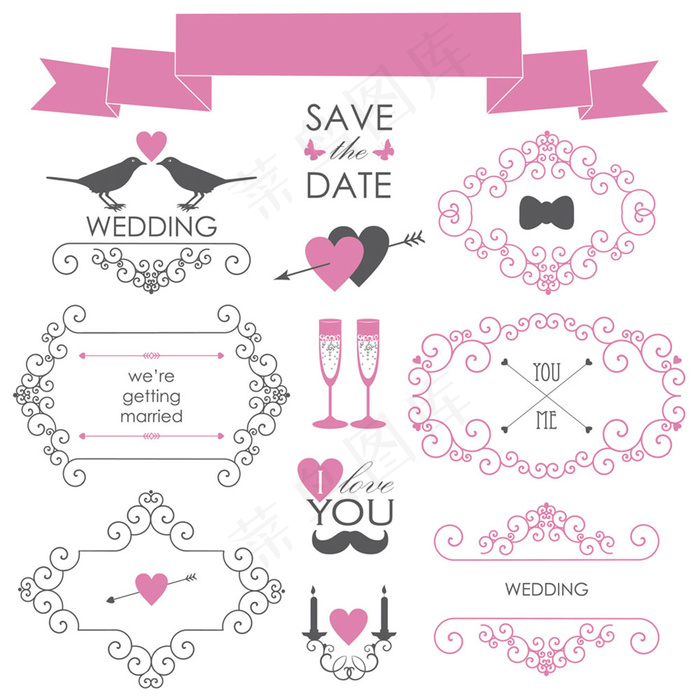 婚礼花纹图案矢量素材