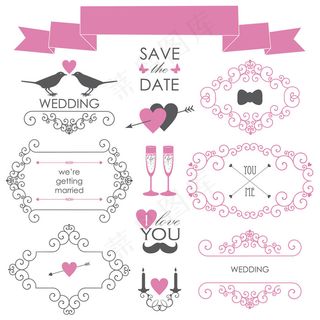 婚礼花纹图案矢量素材