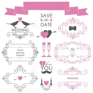 婚礼花纹图案矢量素材