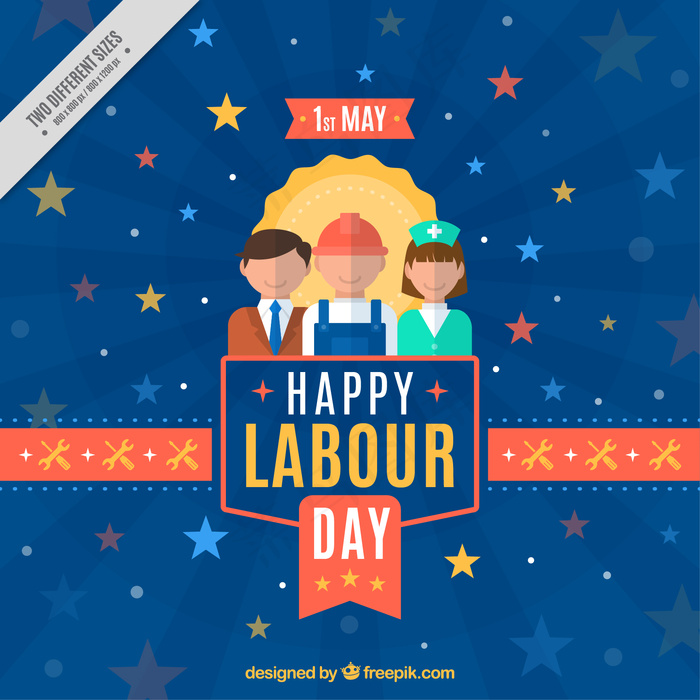 美丽的劳动节背景与不同的工人