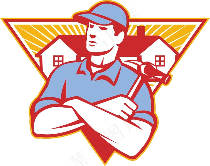 建造房屋建筑工人锤eps,ai矢量模版下载