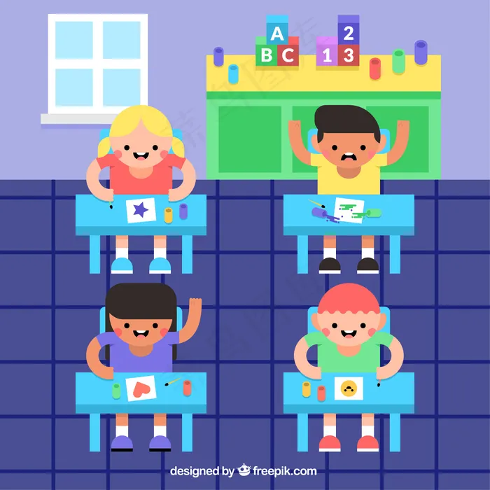 教室里的孩子ai矢量模版下载