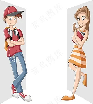 卡通美女与卡通男孩