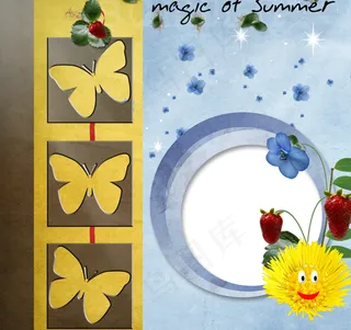 花朵草莓相框图片