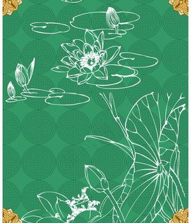 荷花线描矢量素材图片