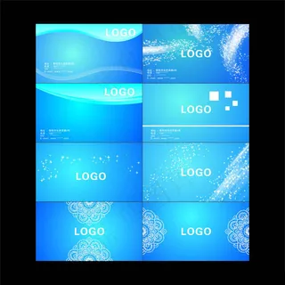 蓝色动感名片拉片设计矢量素材