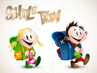 上学的孩子矢量