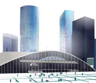 现代城市插图矢量素材图