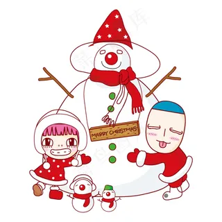 印花矢量图 T恤图案 卡通形象 人...