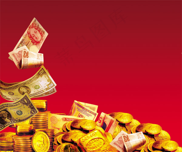 金币纸钞背景psd模版下载