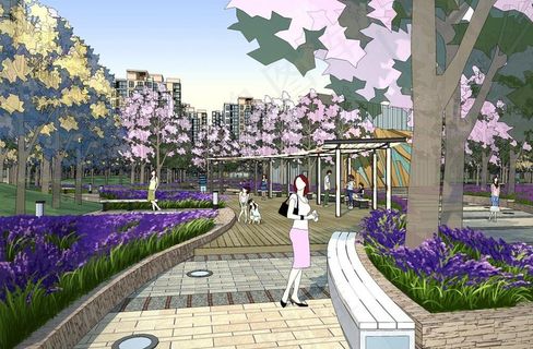 小区绿化规划效果图图片