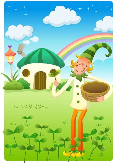 摘草的小丑ai矢量模版下载
