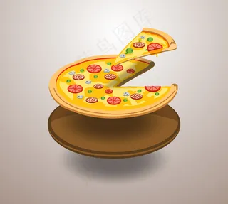 切开的美味披萨矢量素材