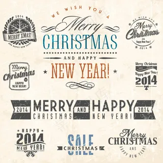 2014圣诞新年标签矢量素材