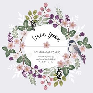 树叶小鸟典雅矢量设计素材图案