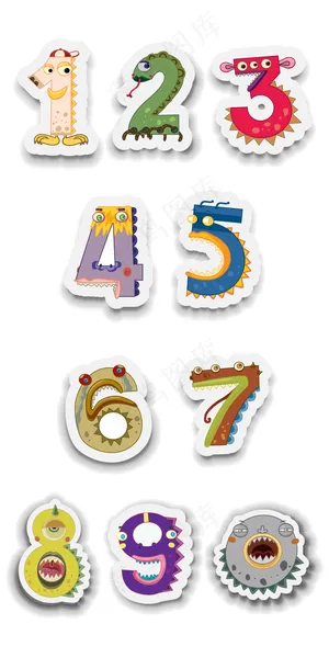 手绘卡通数字字母元素png素材