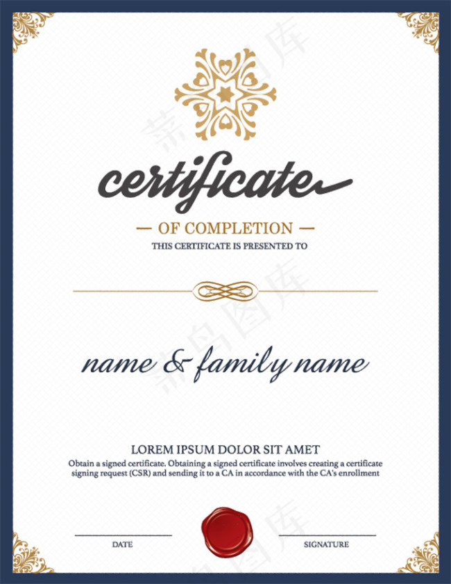 欧式证书花纹边框矢量素材