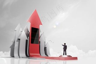 立体箭头与商务男士图片