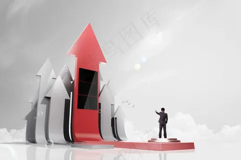立体箭头与商务男士图片 立体箭头与商务男士图片