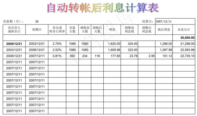 定期存款利息速算