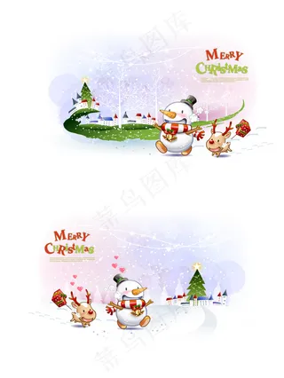 可爱的雪人和圣诞老人克劳斯01圣诞...