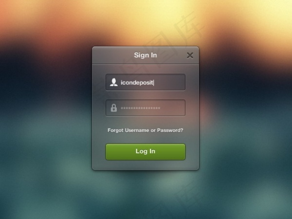 半透明登陆框PSD素材psd模版下载