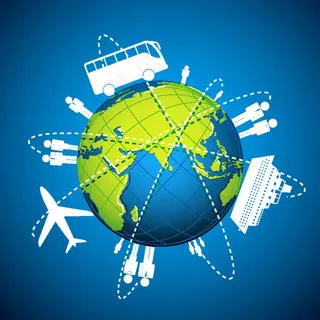 环球旅游展板背景矢量素材