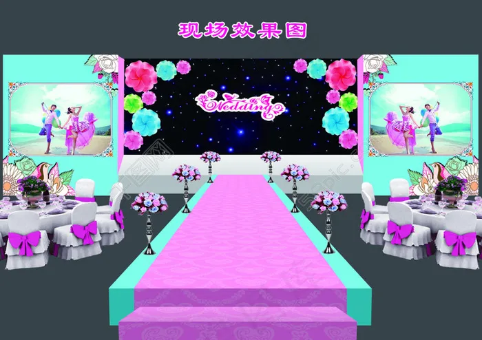 百合酒店婚礼现场效果图(3508X2480(DPI:300))psd模版下载