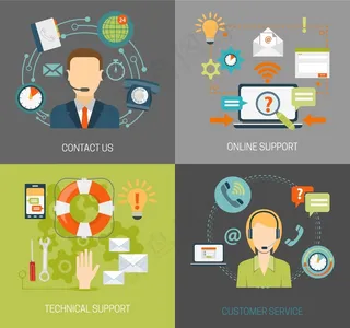 在线客户服务概念设计在平坦颜色自由向量