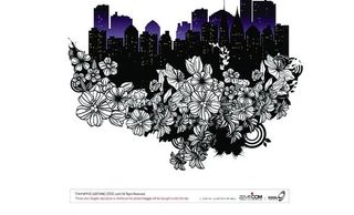 素描花朵与蒙版边框等创意矢量素材4