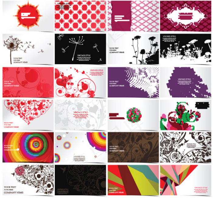 矢量精美花纹名片