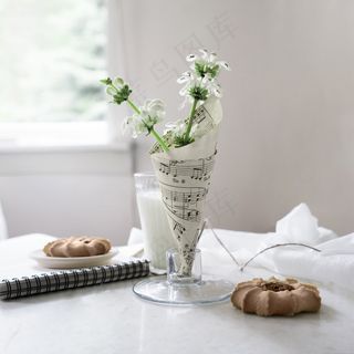 简约小清新文艺风插花静物摆拍背景
