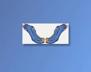 蓝色飞翔翅膀美工视觉设计免扣素材图