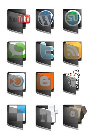 半透明文件夹PNG图标素材