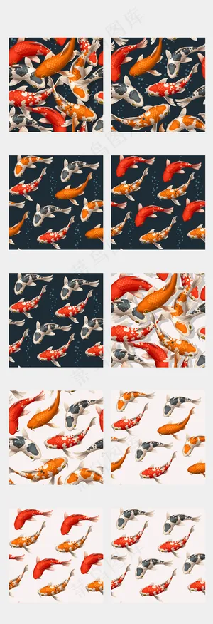 锦鲤古典中国风动物矢量素材