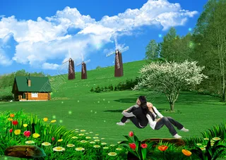 童话世界的春天风光PSD分层模板