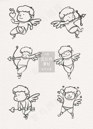 手绘可爱丘比特插画