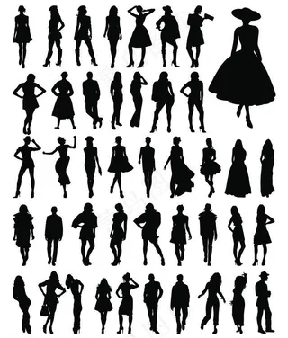 时尚女孩剪影图片