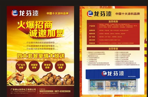 龙芬漆招商单页设计图片