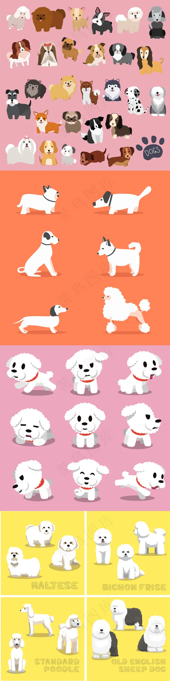 个性手绘小狗狗宠物头像背景设计eps,ai矢量模版下载